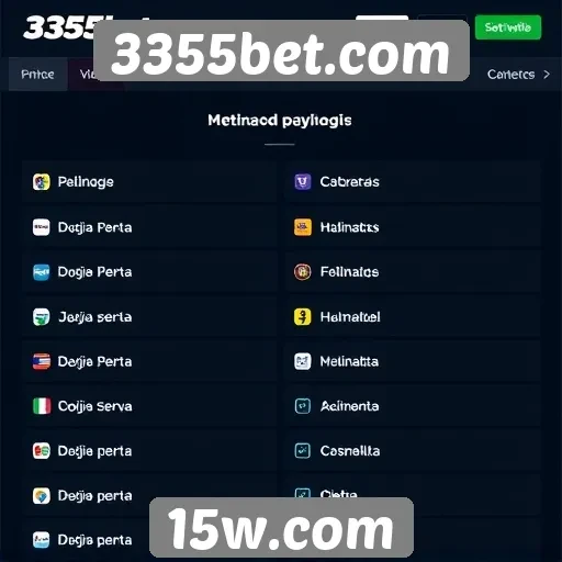 Métodos de pagamento disponíveis em 3355bet